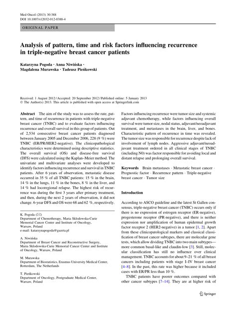 Image result for Triple Negative Recurrence