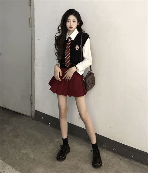 韩系辣妹学院风jk制服套装女装春季领带衬衫针织马甲半身裙三件套 - 三坑日记
