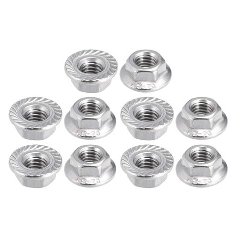uxcell M5 Serrated Flange Hex Lock Nuts, 304 Stainless Steel, 10 Pcs ...