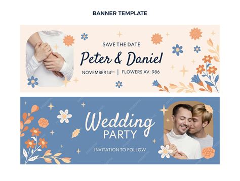 Premium Vector | Hand drawn wedding horizontal banners set
