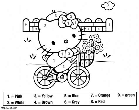 Adorable Hello Kitty Color By Number coloring page