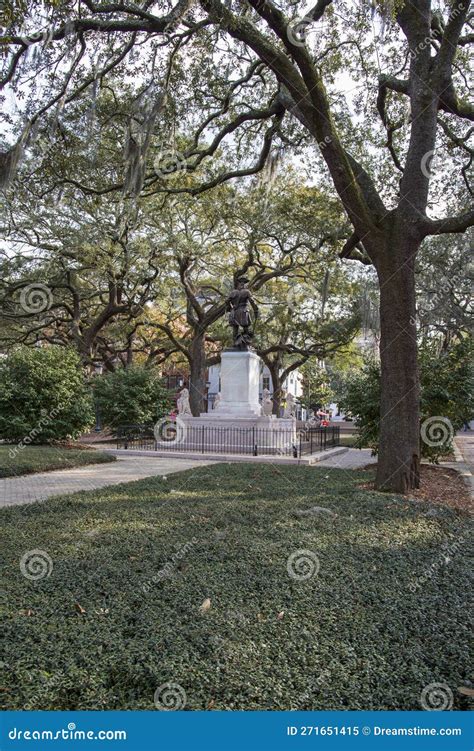 A Statue of General James Edward Oglethorpe at Franklin Square with ...