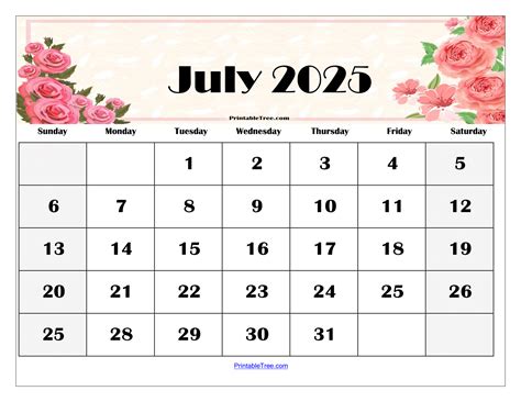 July 2025 Calendar Printable - King Printables
