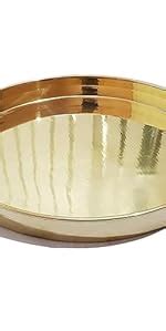 Pure Source India Brass Hammered Thali/Tray, Pooja Thali, 1-Piece, Gold ...