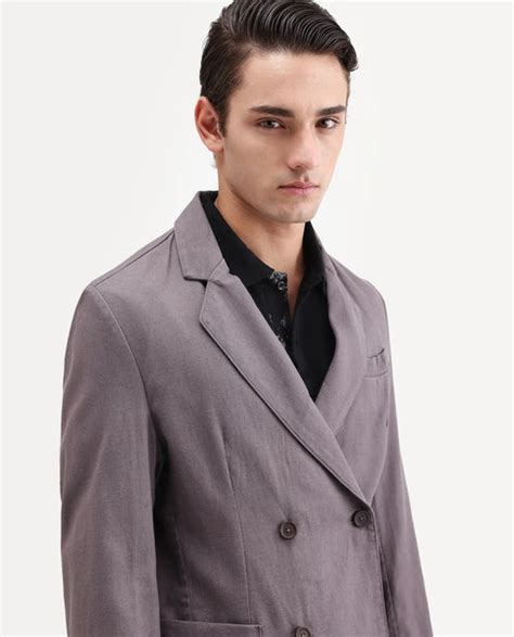Buy Deb - Grey Linen Blend Tailored Fit Blazer | Rare Rabbit