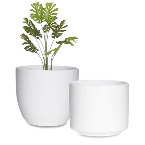 White Ceramic Flower Pot Indoor Planters,6 Inch Pack 2 Small Round Pot ...