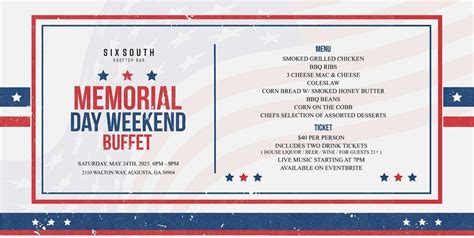 Memorial Day Weekend Rooftop BBQ at Six South, The Partridge Inn - Six ...