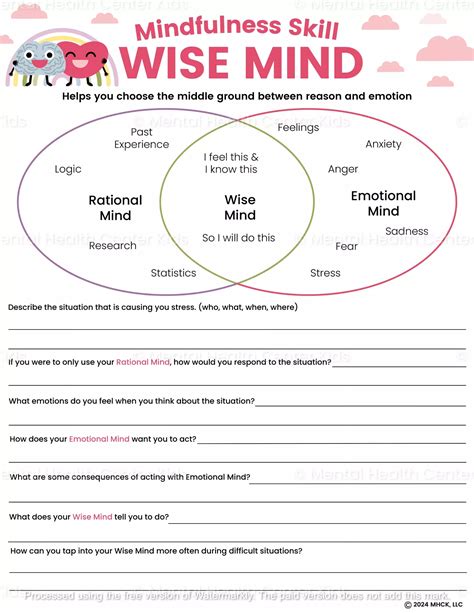 Wise Mind DBT Worksheets in 2024 | Cbt therapy worksheets, Dbt worksheets, Wise mind