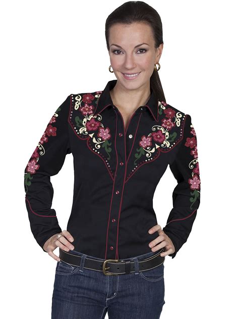 Pungo Ridge - Scully Ladies L/S Western Shirt w/Floral Embroidery ...