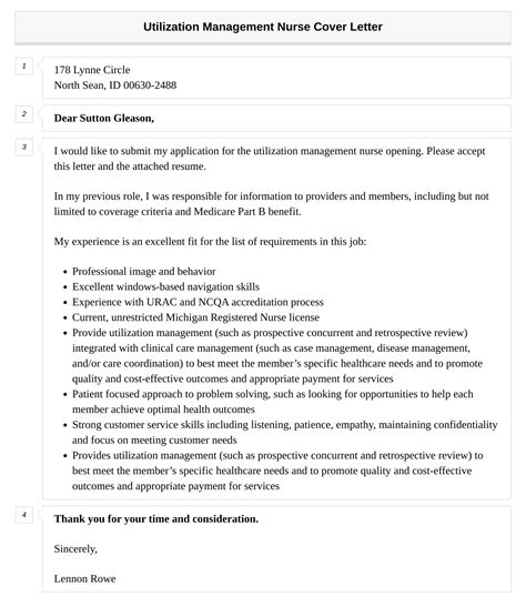 Utilization Management Nurse Cover Letter | Velvet Jobs