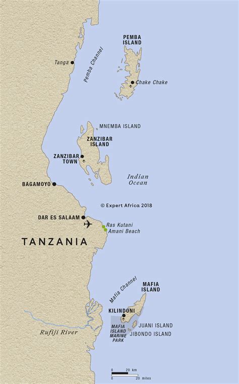 Tanzania Islands Map Mafia Island Tanzania