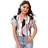 AVANOVA Women's & Girl's Pink, Keyhole Neck, Short Sleeve Blouse Tops ...