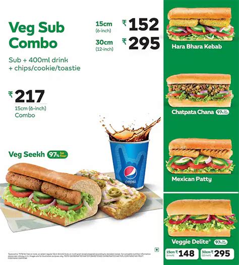 Menu at Subway, Ahmedabad, 6