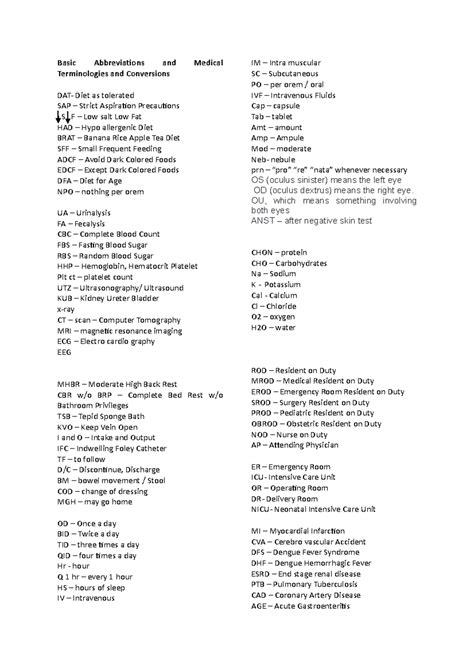 Simple abbreviations, conversion and terminologies - Basic ...