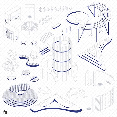 Axonometric Cad Playground | Toffu Co | Architecture design drawing ...