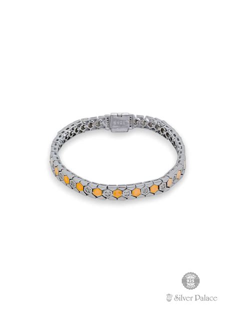925 Silver Hexagon Design 2 Tone Bracelet For Ladies Urbane Collection ...