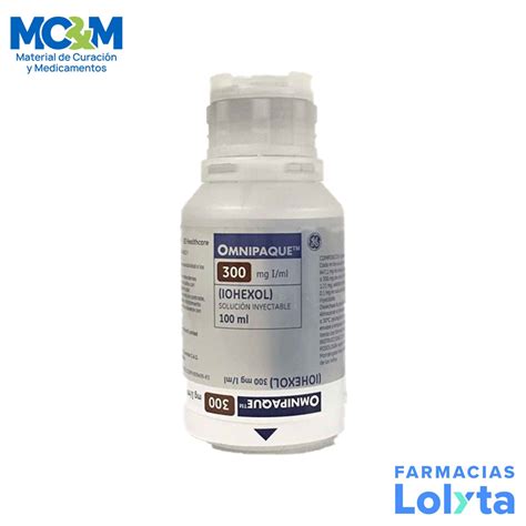 OMNIPAQUE SOL INY 300 MG IODO/ML FCO C/100 ML MEDIO DE CONTRASTE RADIOLOGICO NO IONICO (IOHEXOL ...