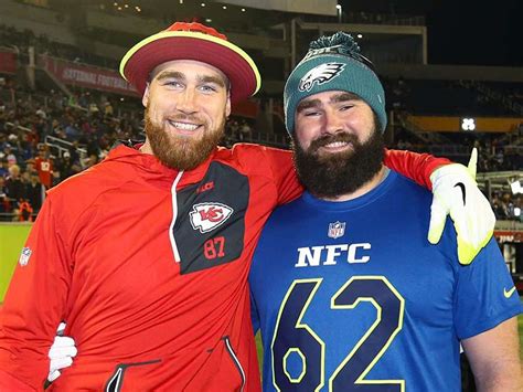 Travis and Jason Kelce Share Hug on the Super Bowl Field