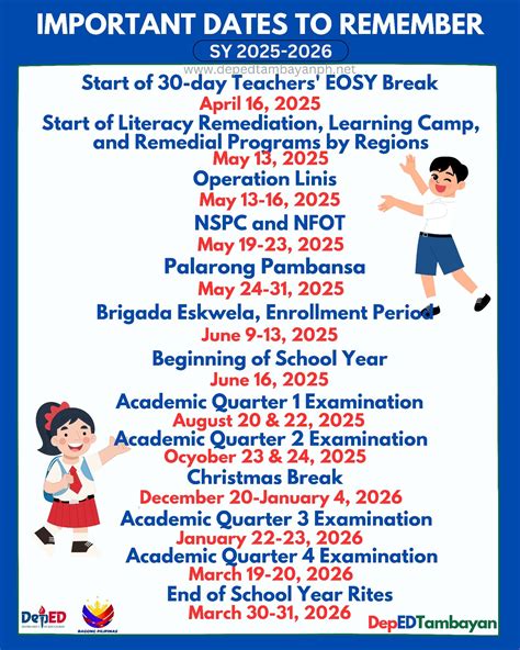Deped - IMPORTANT DATES TO REMEMBER School Year 2025-2026 Download ...