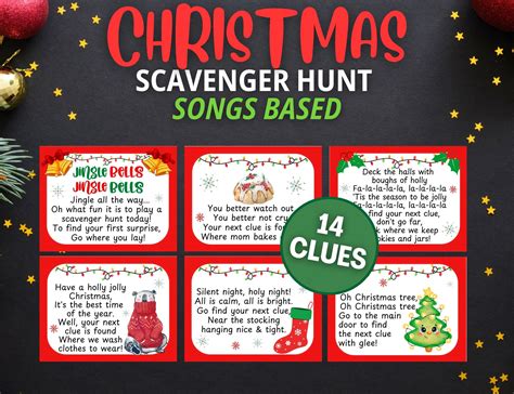 Christmas scavenger hunt kids christmas songs scavenger hunt clues ...
