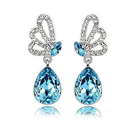 Yellow Chimes Drop Earrings for Women Blue Crystal Butterfly Drop ...