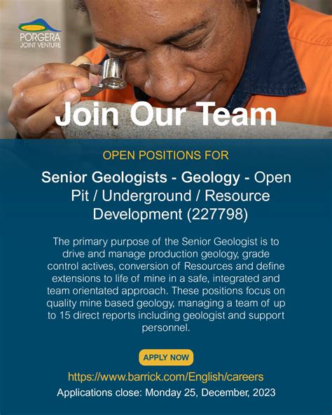 Job: Senior Geologists - Geology : Porgera Gold Mine - JOBS ...