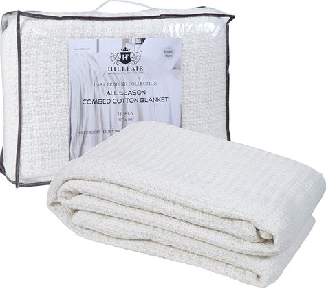 Amazon.com: HILLFAIR 100% Combed Cotton Blanket– California King Size ...