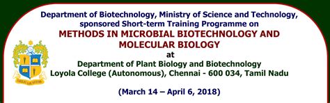 Short-term Training Program on Methods in Microbial Biotechnology and ...