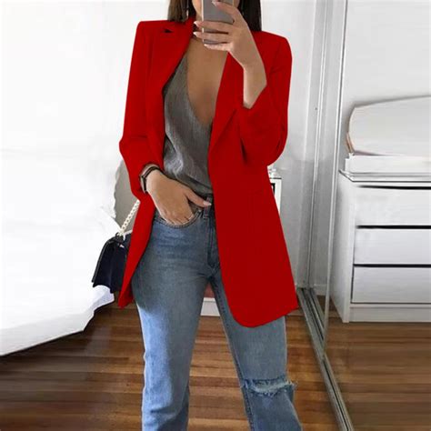 Blazer Jackets for Women Business Casual Plus Size Long Sleeve Open ...