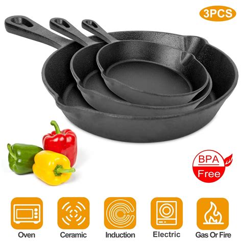 3-Piece Cast Iron Skillet Set – Non-Stick Pans | Inspire Uplift