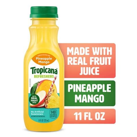 Tropicana Refreshers Pineapple Mango Juice Drink, with Real Fruit Juice ...