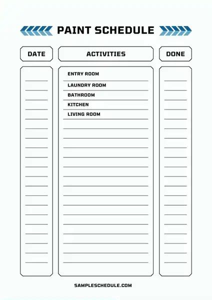 Image result for Paint Schedule Example