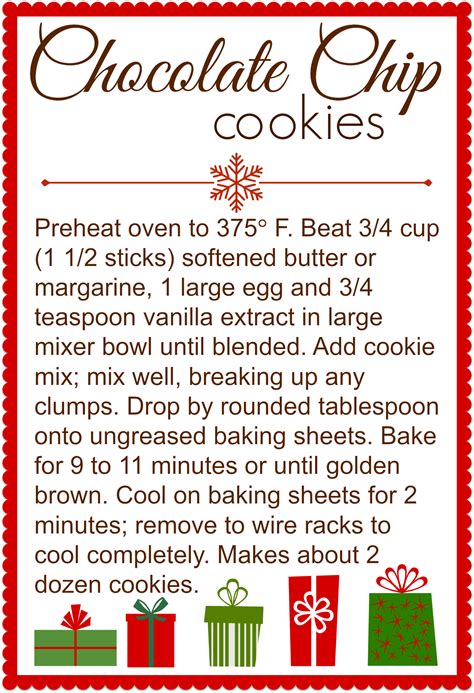 Printable Cookie Recipe