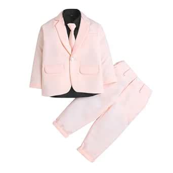 Buy Hopscotch Boys Solid Blazer, Shirt Pant Formal Set with Tie in ...