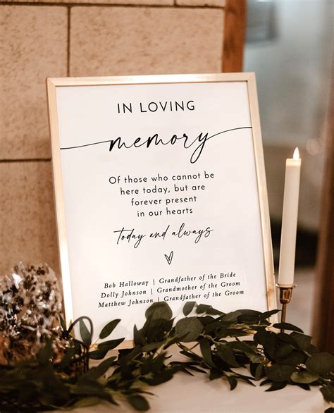 In Loving Memory Wedding Sign, Forever in Our Hearts Sign, Wedding ...
