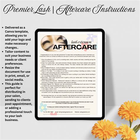 Customizable Lash Extension Aftercare Instructions