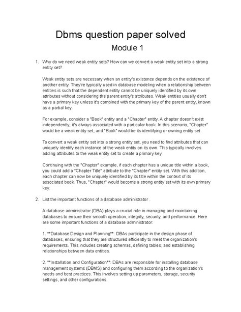 Dbms previous year - Google Docs - Dbms question paper solved Module 1 ...
