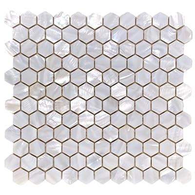 Buy Seashell Natural Mother of Pearl Hexagon 1 Inch Mosaic Wall Tile ...