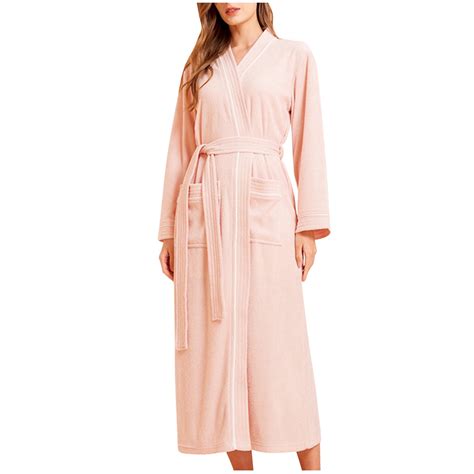 Robes for Women Long Terrycloth Knit Bathrobe Lightweight Kimonos Robe ...