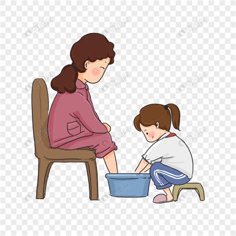 给妈妈洗脚的孩子元素素材下载-正版素材400974429-摄图网