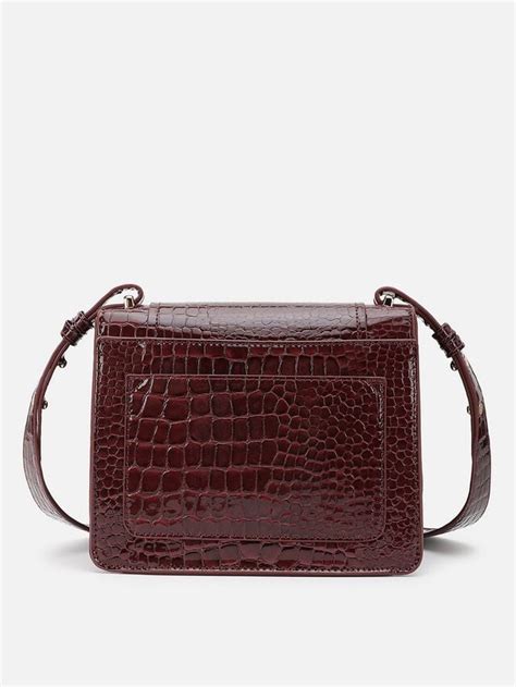 Raya Croco Dark Cherry Sling Bag | IRTH | House of Titan