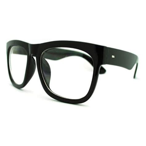 Buy Black Oversized Wayfarer Square Glasses Thick Horn Rim Clear Lens ...