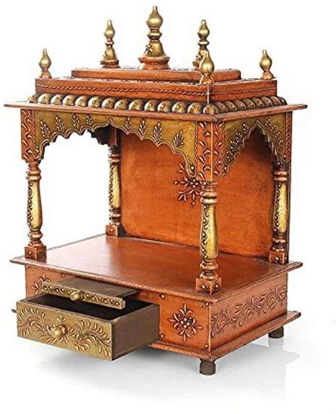 CRAFTSFORT (Mandir) Temple for Home Pooja, Arti Solid Wood Home Temple ...
