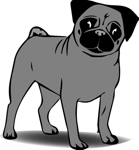 Black and white pug dog cartoon image. Pug clip art 13992574 Vector Art ...