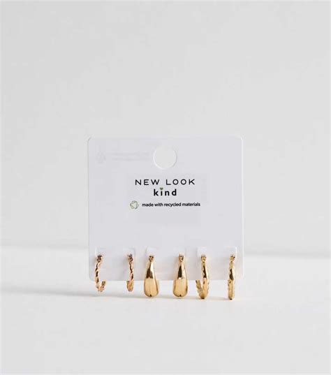 3 Pack Gold Oval Hinge Hoop Earrings | New Look