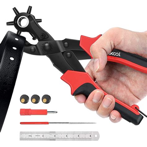Revolving Punch Plier Kit, XOOL Leather Hole Punch Set for Belts, Watch ...