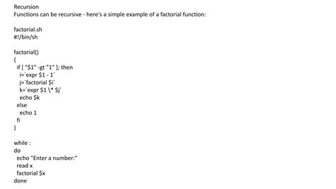 Image result for Functions Factorial Shell Script