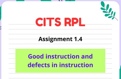Assignment for Lesson 1.4 Good instruction and defects in instruction