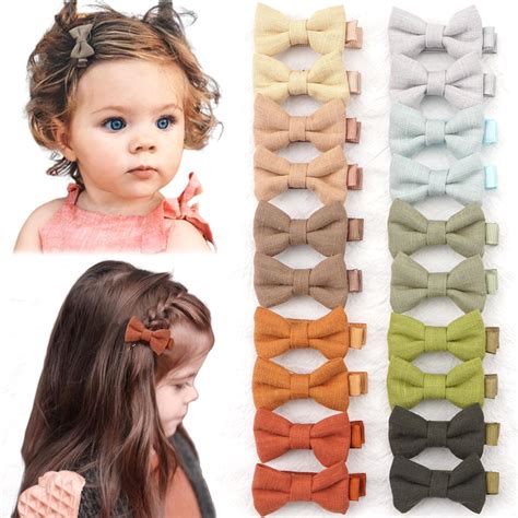 Amazon.com: CÉLLOT Linen Fabric Baby Hair Clips Small 2 inches Baby ...