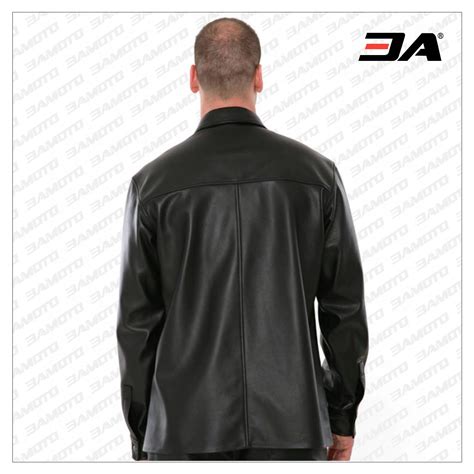 Mens Leather Shirt Jacket | Buy Black leather Shirt Jacket for Men